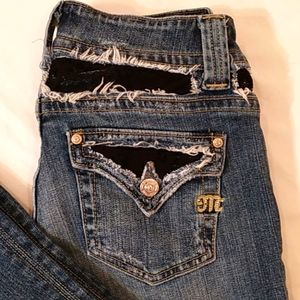 SALE! MISS ME 'DAPHNE' LACE INSERT BOOTCUT JEANS